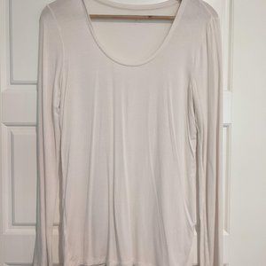White Ann Taylor Scoop Neck Long Sleeve Shirt M